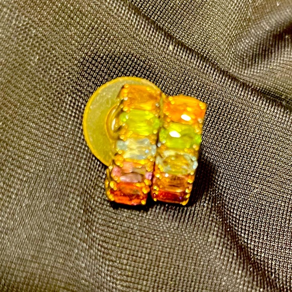 Gemstone earrings  topaz amethyst citrine garnet peridot gold over silver - Picture 1 of 5